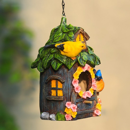 Parrot Outdoor Bird House for Winter Warmth Hanging Nest Resin Craft Ornament for Yard Decoration