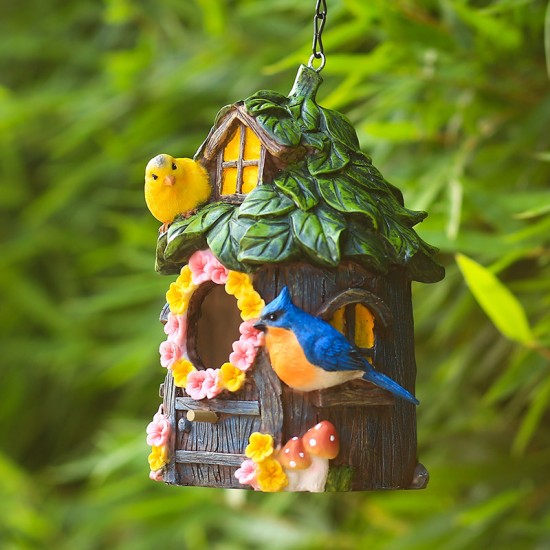 Parrot Outdoor Bird House for Winter Warmth Hanging Nest Resin Craft Ornament for Yard Decoration