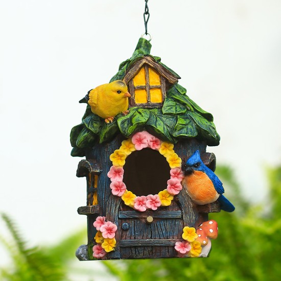 Parrot Outdoor Bird House for Winter Warmth Hanging Nest Resin Craft Ornament for Yard Decoration