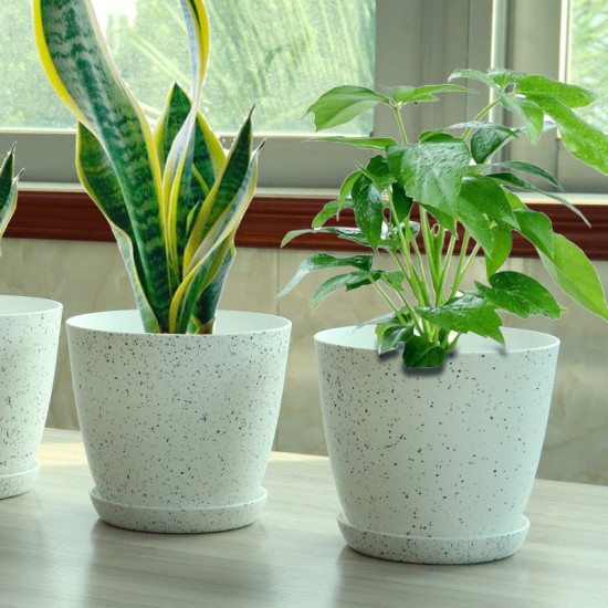 Water-Absorbent Plastic Flower Pot with Tray