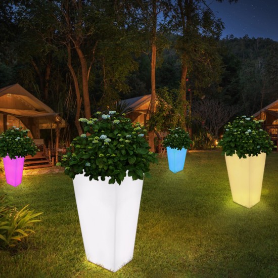 Minimalist and Creative Illuminated Outdoor Flower Pot, Ideal for Garden Decoration and Waterproof Landscaping Displays