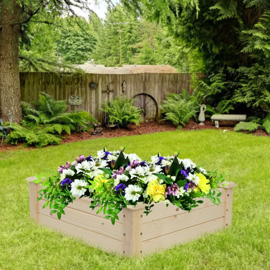  Planter Raised Garden Bed -Planter Garden Box for Vegetable/Flower/Herb Outdoor Wooden Planting Frame Ground Type 