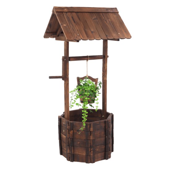 Outdoor Reinforced  And  Anticorrosive Wooden Wishing Well Flowerpot