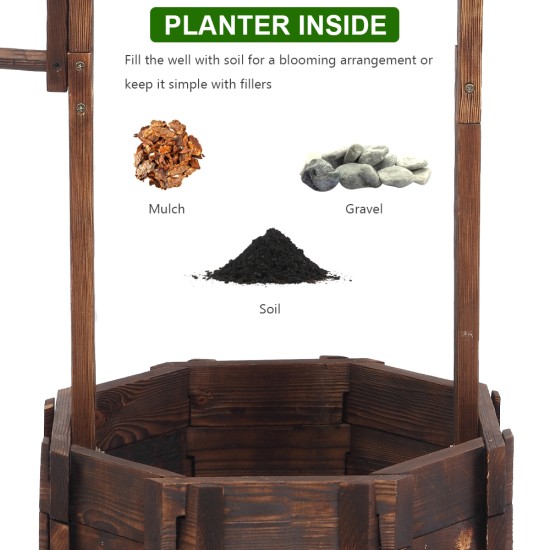 Outdoor Reinforced  And  Anticorrosive Wooden Wishing Well Flowerpot