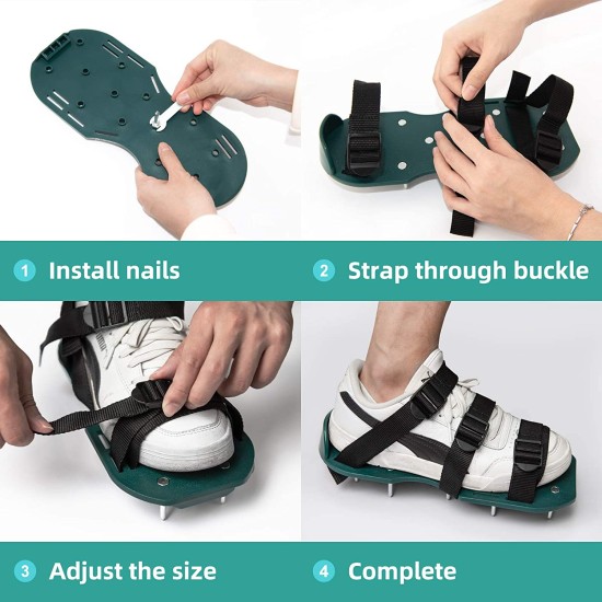 Lawn Aerator Shoes Spiked Aerating Sandals Heavy Duty One-Size-Fits-All & Easy to Use Single Strap Design & Nonslip Gardening Shoes