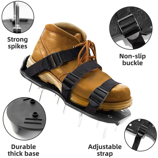 Lawn Aerator Shoes Spiked Aerating Sandals Heavy Duty One-Size-Fits-All & Easy to Use Single Strap Design & Nonslip Gardening Shoes