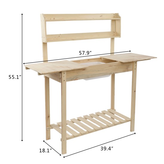 Wooden Garden Workbench Sliding Table Top