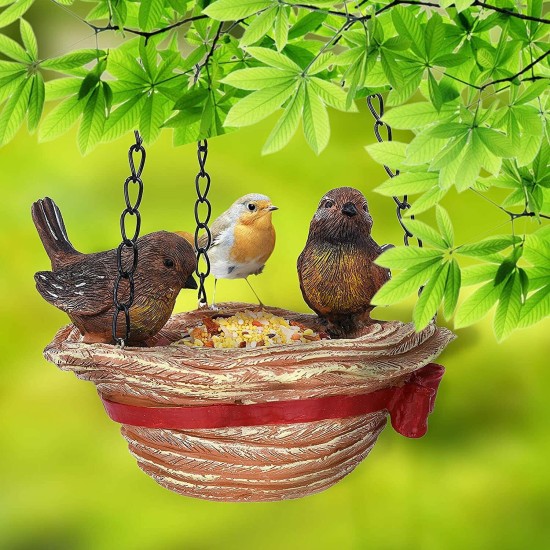 Bird Feeder Hanging Tray Hat Shape Statue Wild BirdTree Decor