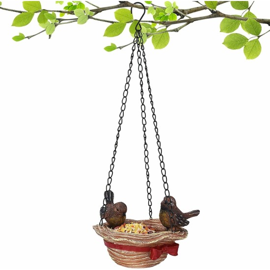 Bird Feeder Hanging Tray Hat Shape Statue Wild BirdTree Decor